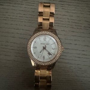 Michael Kors Rose Gold Watch with Crystal Bezel